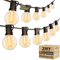 OHLUX Outdoor String Lights, 27FT G40 Globe LED Patio Lights with 13 Dimmable Plastic Bulbs 1 Spare, 2200K Waterproof Connectable Hanging Lights for Backyard Porch Cafe Party Decor, E12 Socket Base
