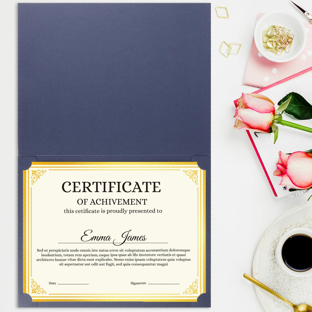 suituts 50 Sheets Certificate Paper Gold Foil Award Paper, 8.5X11 Inch Certificate Printer Paper, 180 GSM Blank Diploma Paper for Graduation, Achievement Awards (Ivory)