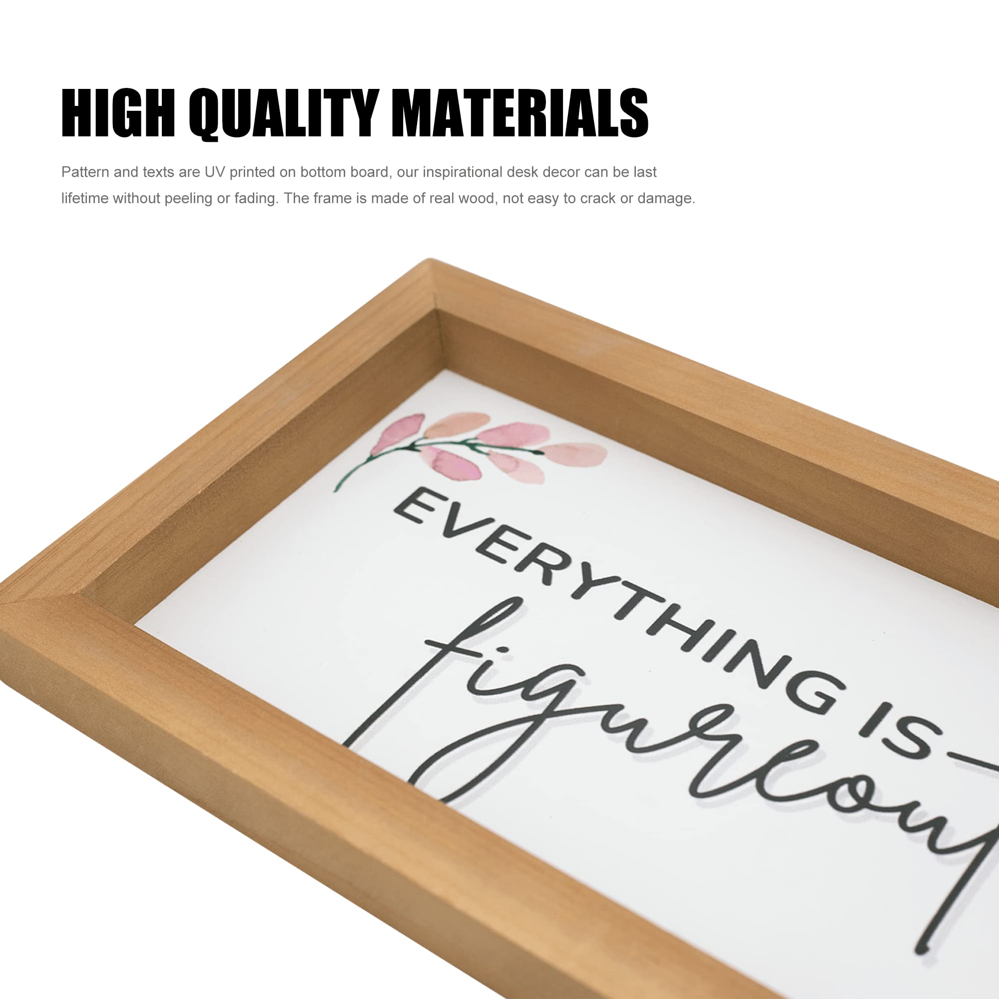 Everything is Figureoutable Sign, Office Decor for Women, Desk Decorations for Women office, Inspirational Farmhouse Cubicle Decor, Office Accessories, Office Wall Decor, Framed,12x6 Inches