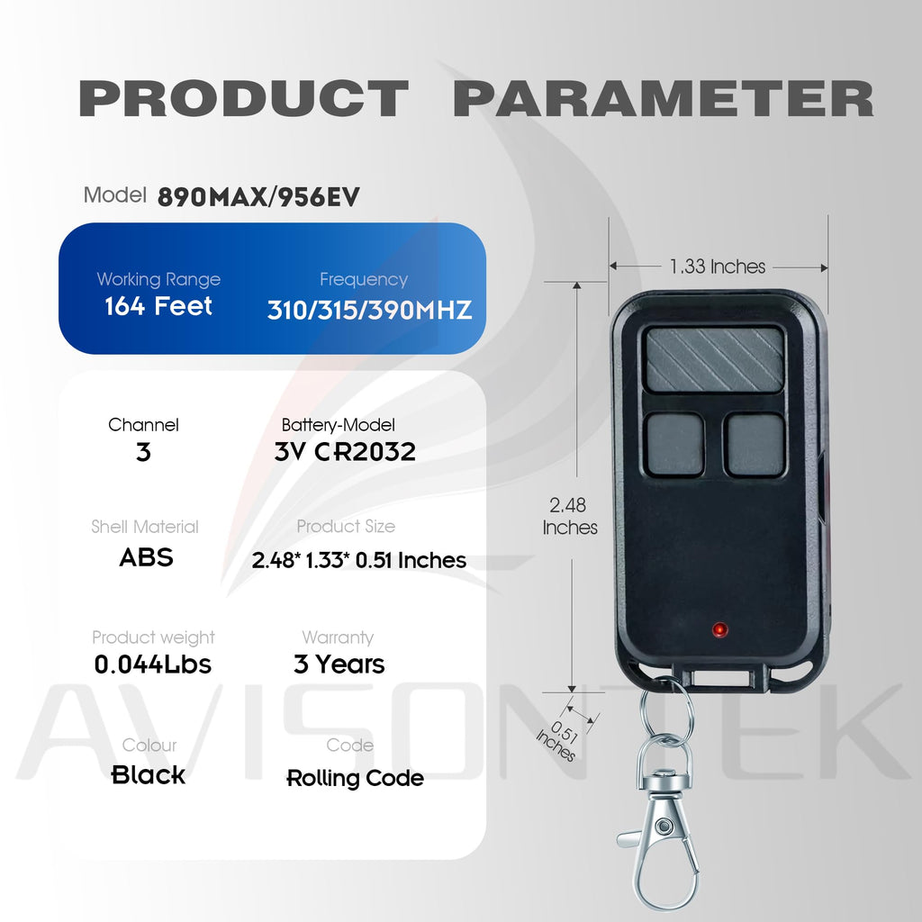2X LiftMaster Chamberlain Craftsman Garage Door Remote 893MAX 953EV-P2 890MAX 956EV Universal【3 Year Warranty】