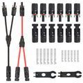 MC4 Solar Panel Connectors 1 Pair 2 to 1 Solar Y Branch Connector 6 Pairs Male & Female Solar Cable Connectors Parallel Connection Adapter Cable Wire Plug with 2 Spanner Wrenches IP67 Waterproof