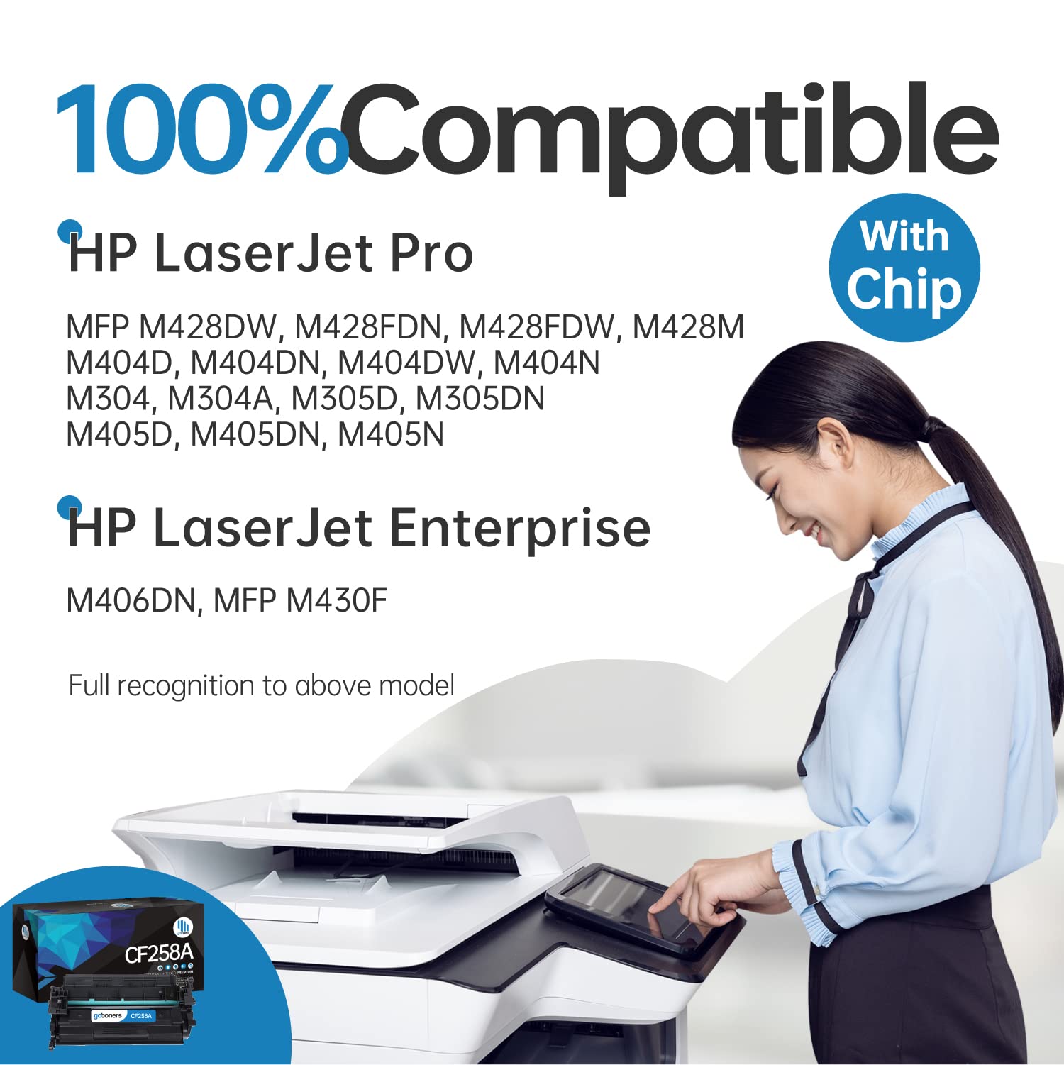 (with Latest CHIP) Gotoners 58A CF258A Toner Compatible for HP 58X CF258X Work with HP LaserJet Pro M404DW MFP M428DW M428FDW M404DN M404N Printer Ink