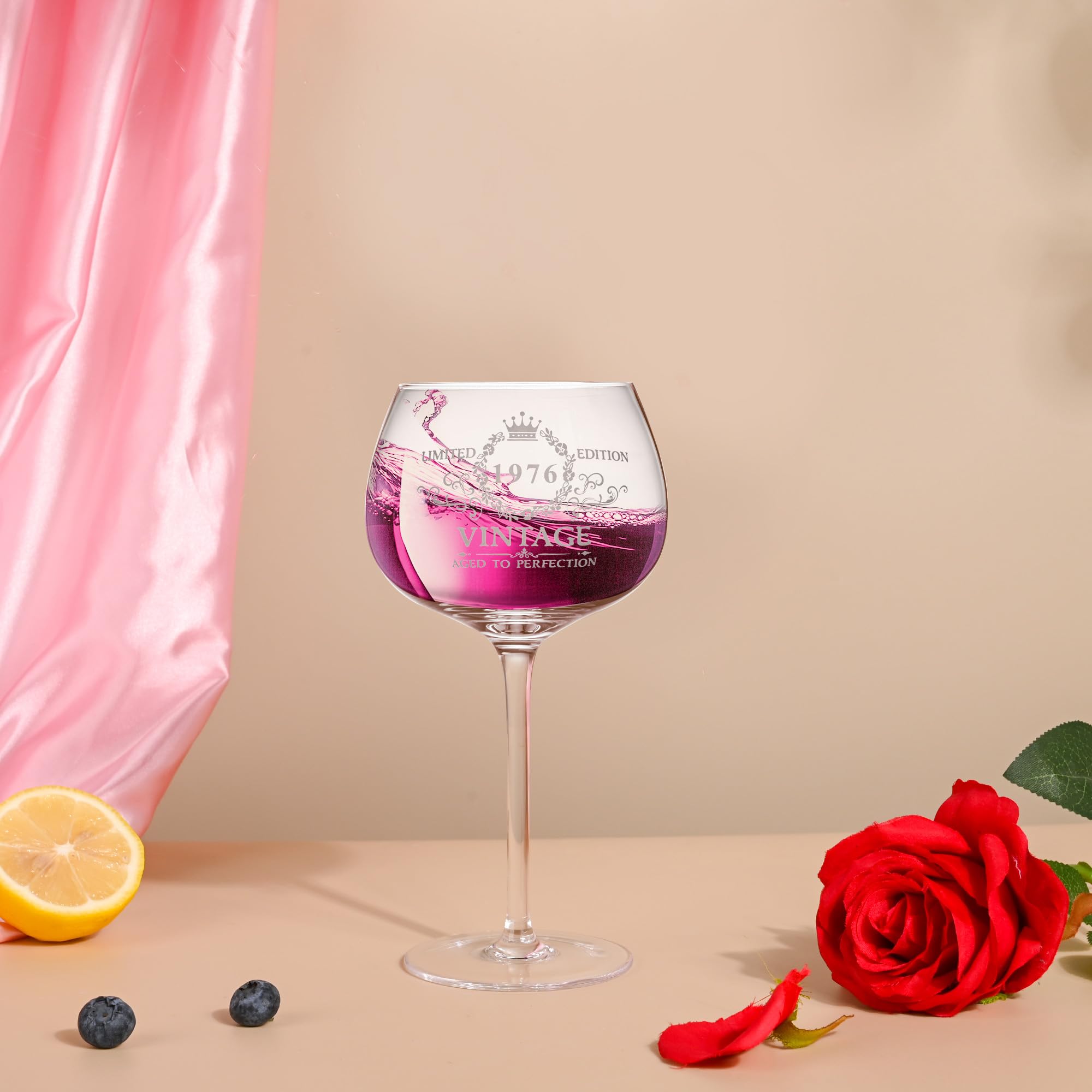 50th Birthday Gifts for Women, Vintage 1976 Engraved 50th Wine Glass,1976 Birthday Gifts for Women,Presents for Female 50th Birthday,50th Birthday Gift Ideas for Her,Daughter, Wife, Friends