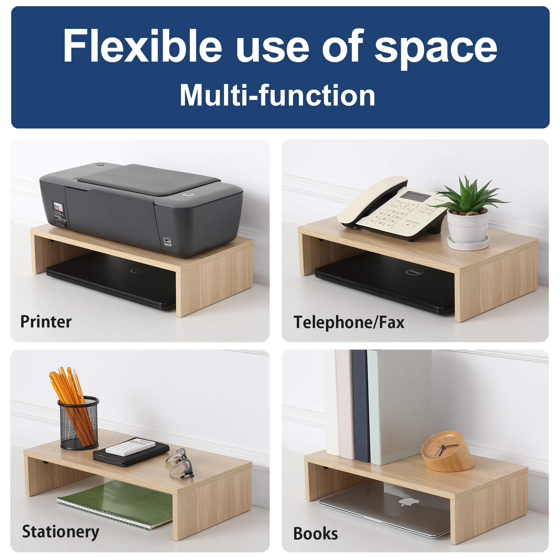 FITUEYES Computer Monitor Riser 16.7 inch Laptop Stand Save Space Desk Organizer with Keyboard Organizer Space (Oak)