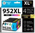 Smart Ink Compatible Ink Cartridge Replacement for HP 952 952XL (4 Combo Pack) Advanced Chip Technology to use with OfficeJet 8702 OfficeJet Pro 7720 7740 8210 8216 8710 8715 8720 8725 8728 8730 8745