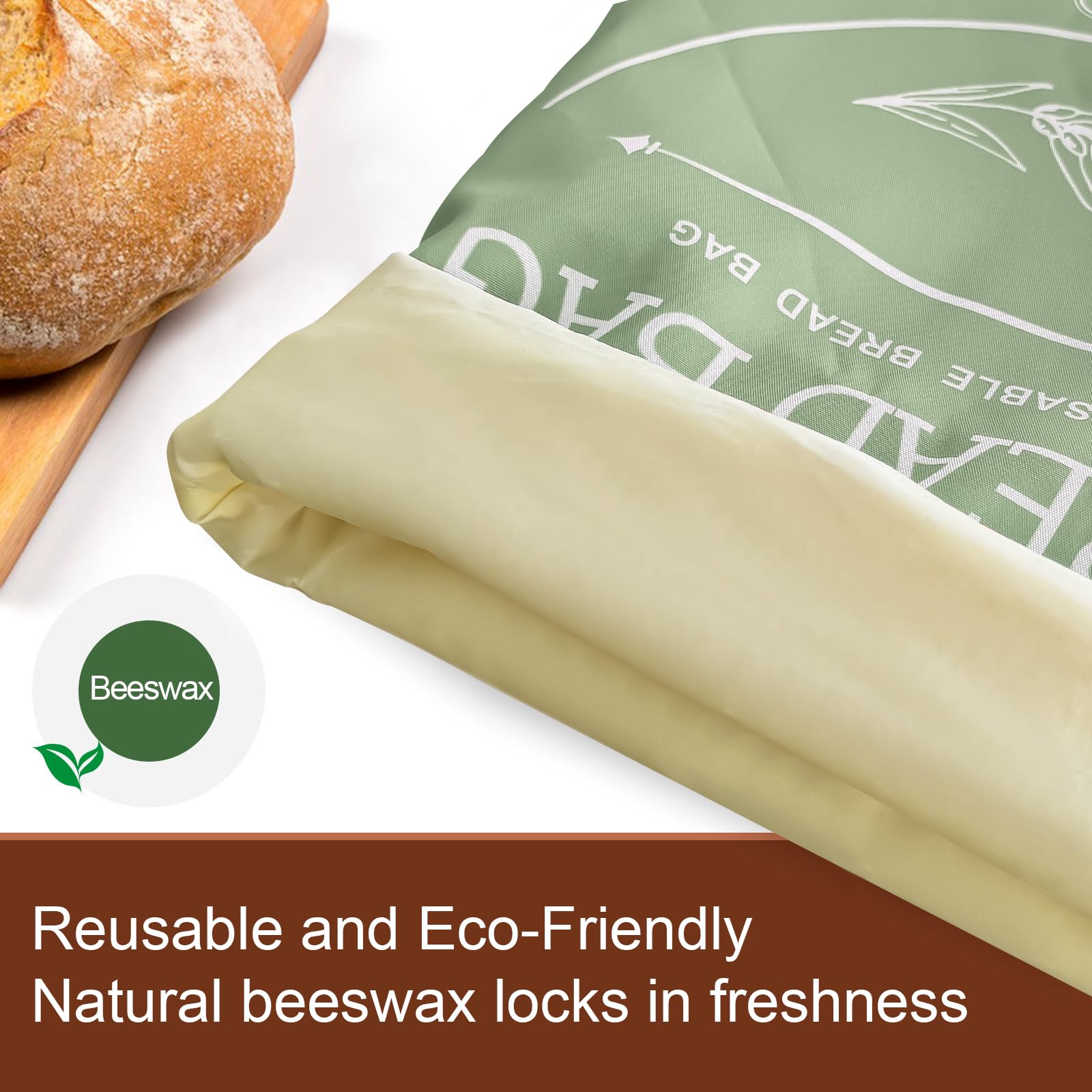 2 Pack XL Reusable Beeswax Bread Bags for Homemade Bread, Sourdough Bread Baking Supplies, Sourdough Bread Bags for Bread Storage Keep Sourdough Fresh, Freezer-Safe, Eco-Friendly (Khai& Green)