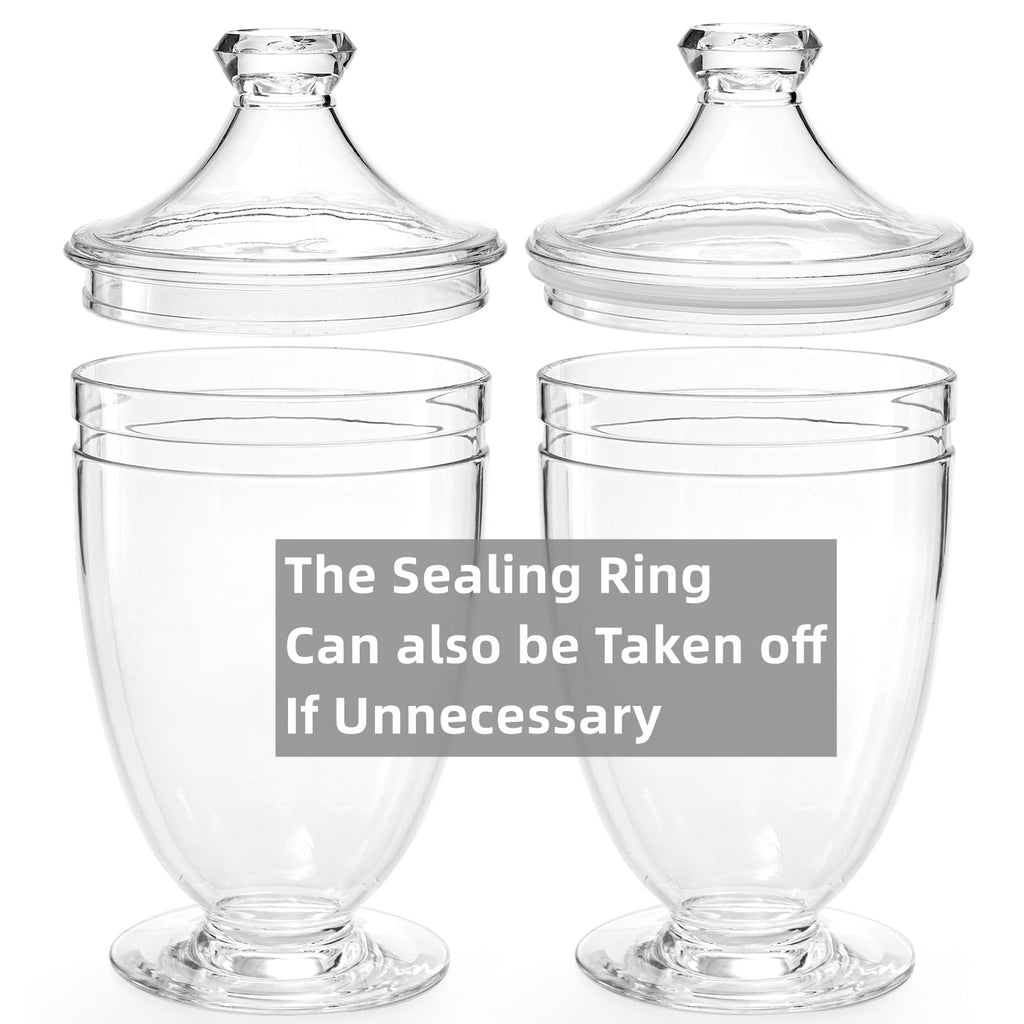 Hacaroa 2 Pack Acrylic Apothecary Jars with Airtight Lids, 40oz Clear Plastic Candy Buffet Jars, Decorative Bathroom Container for Bath Salt, Changing Table,