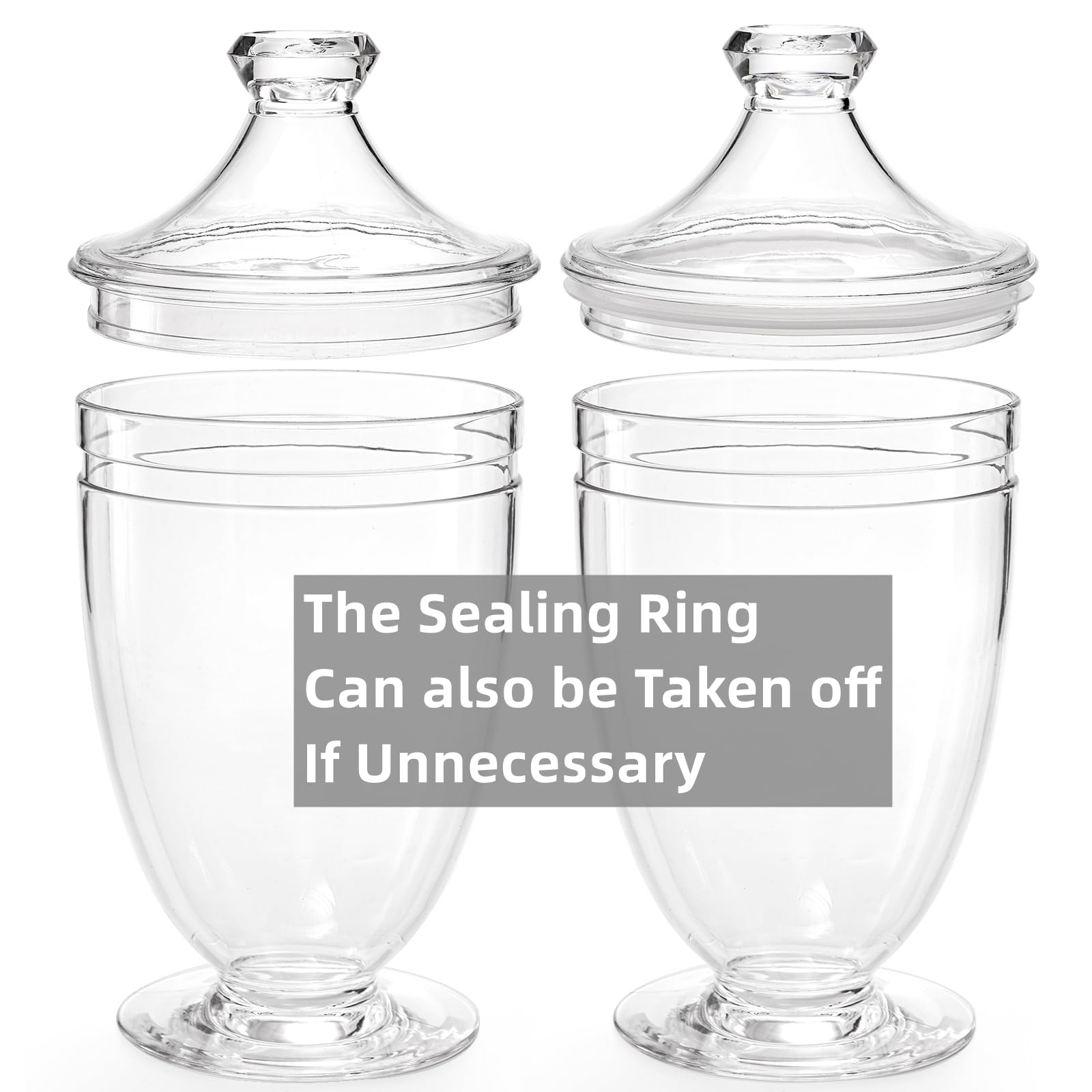 Hacaroa 2 Pack Acrylic Apothecary Jars with Airtight Lids, 40oz Clear Plastic Candy Buffet Jars, Decorative Bathroom Container for Bath Salt, Changing Table,