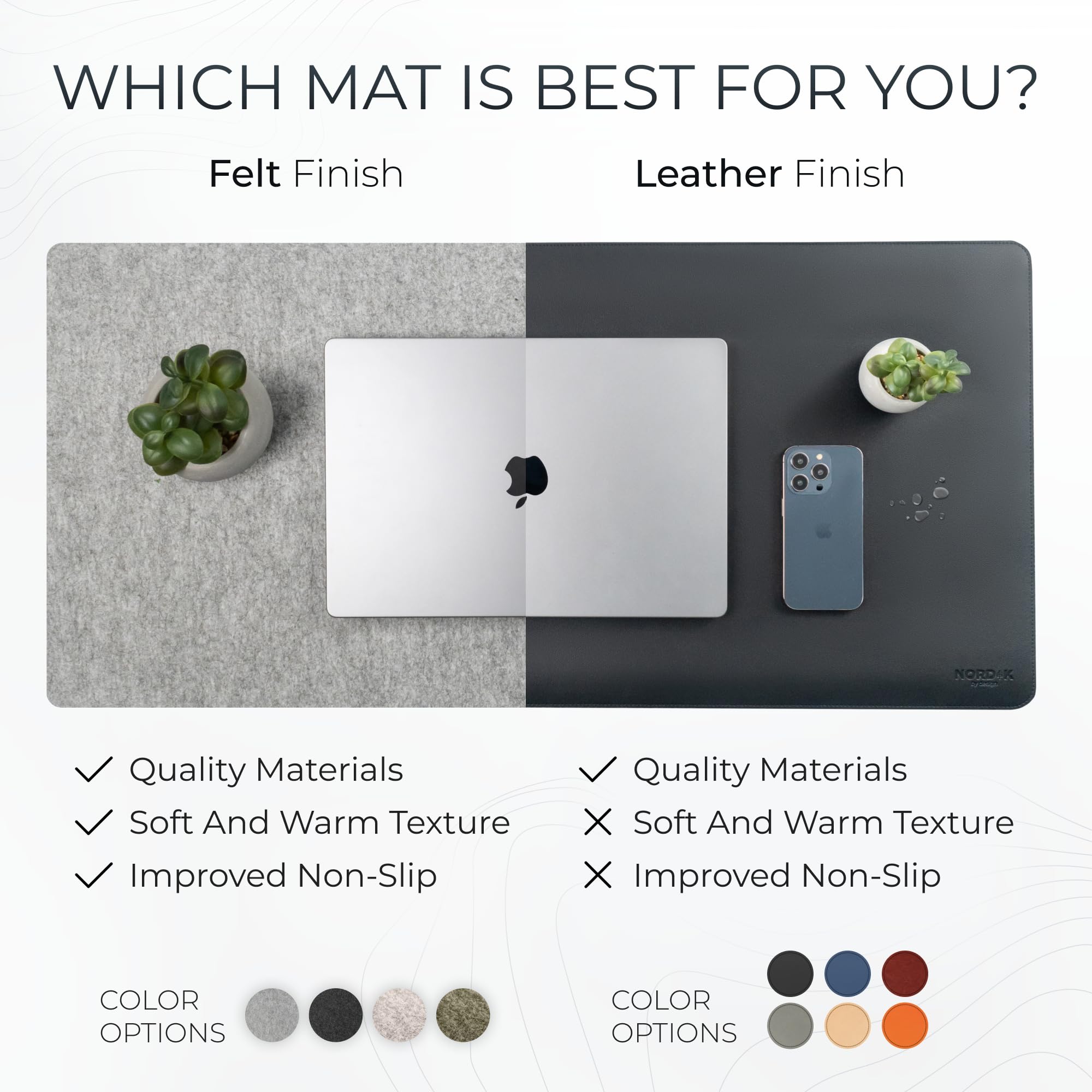 Nordik Large Felt Desk Mat – Timber Moss Green – 89 x 43 cm – Computer Desk Mat – Keyboard and Mouse Pad – Large Desktop Felt Pad