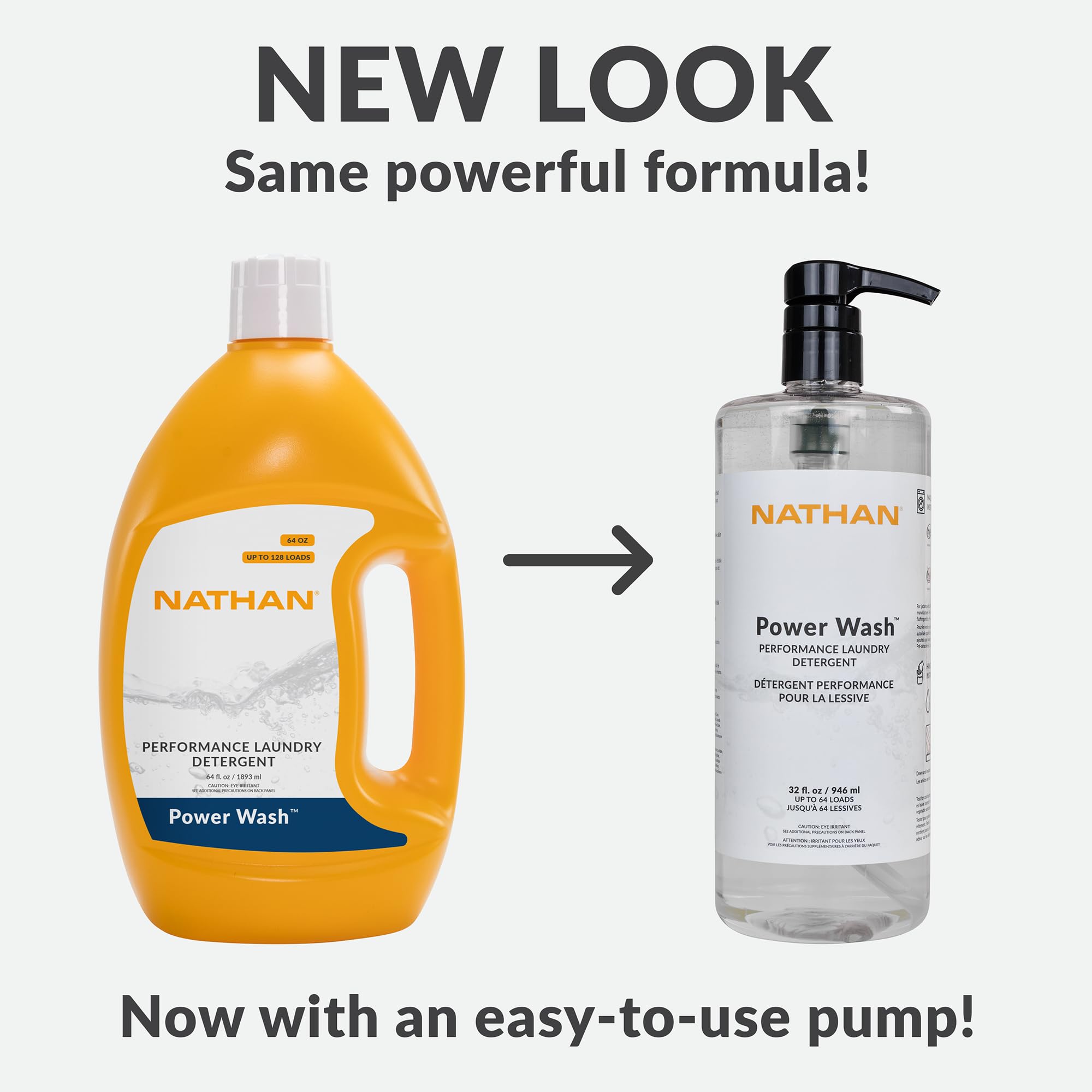 Nathan Power Wash Detergent, Natural Sport Detergent for Active Wear, Sports Equipment, Gets Rid of Odors and Stains