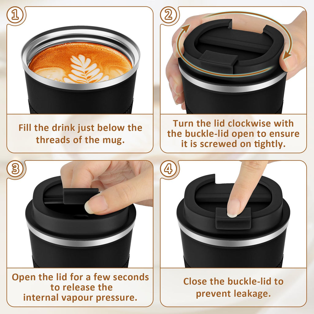 Hestiasko 17 oz Coffee Mug, Double Walled Vacuum Travel Mug, Leakproof Travel Coffee Mug with Lid, 304 Stainless Steel Insulated Coffee Mug for Hot Ice Coffee Cola Milk Tea(510ml, Black