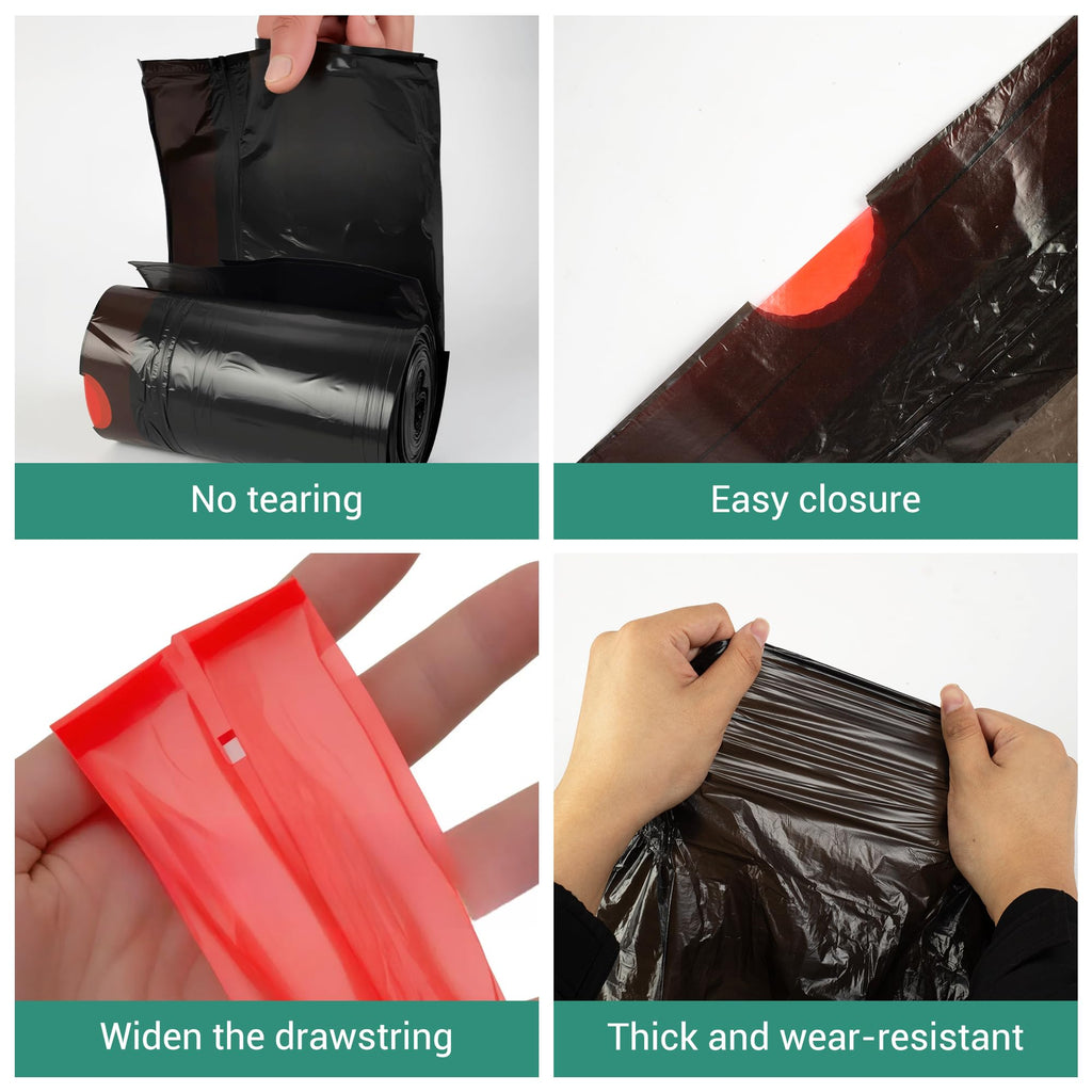 SWIHELP Drawstring Trash Bags 280 Counts 4 Gallon Garbage Bags 15 Liters Plastic Trash Can Liners Waste Basket Bin Liners