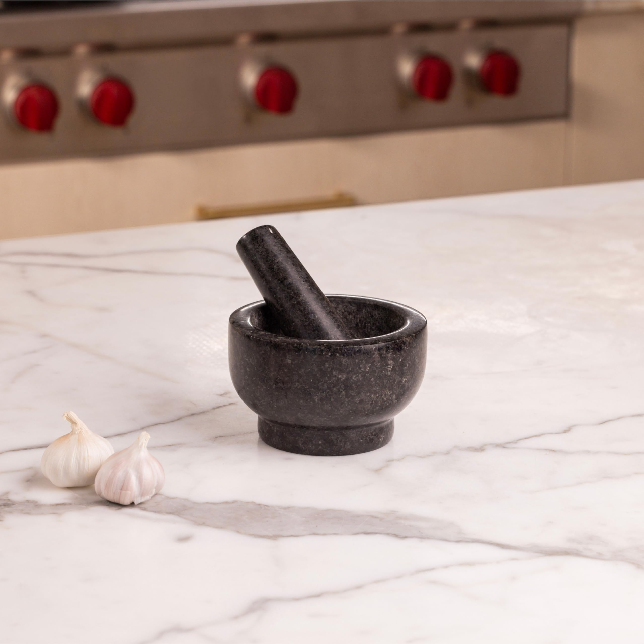 Lagostina Natural Granite Hand Mortar And Pestle, Manual Grinder, Perfect Crushing Herbs, Spices, 1.3 Cup Capacity, Durable And Easy To Clean, Gray, L413.4106.02