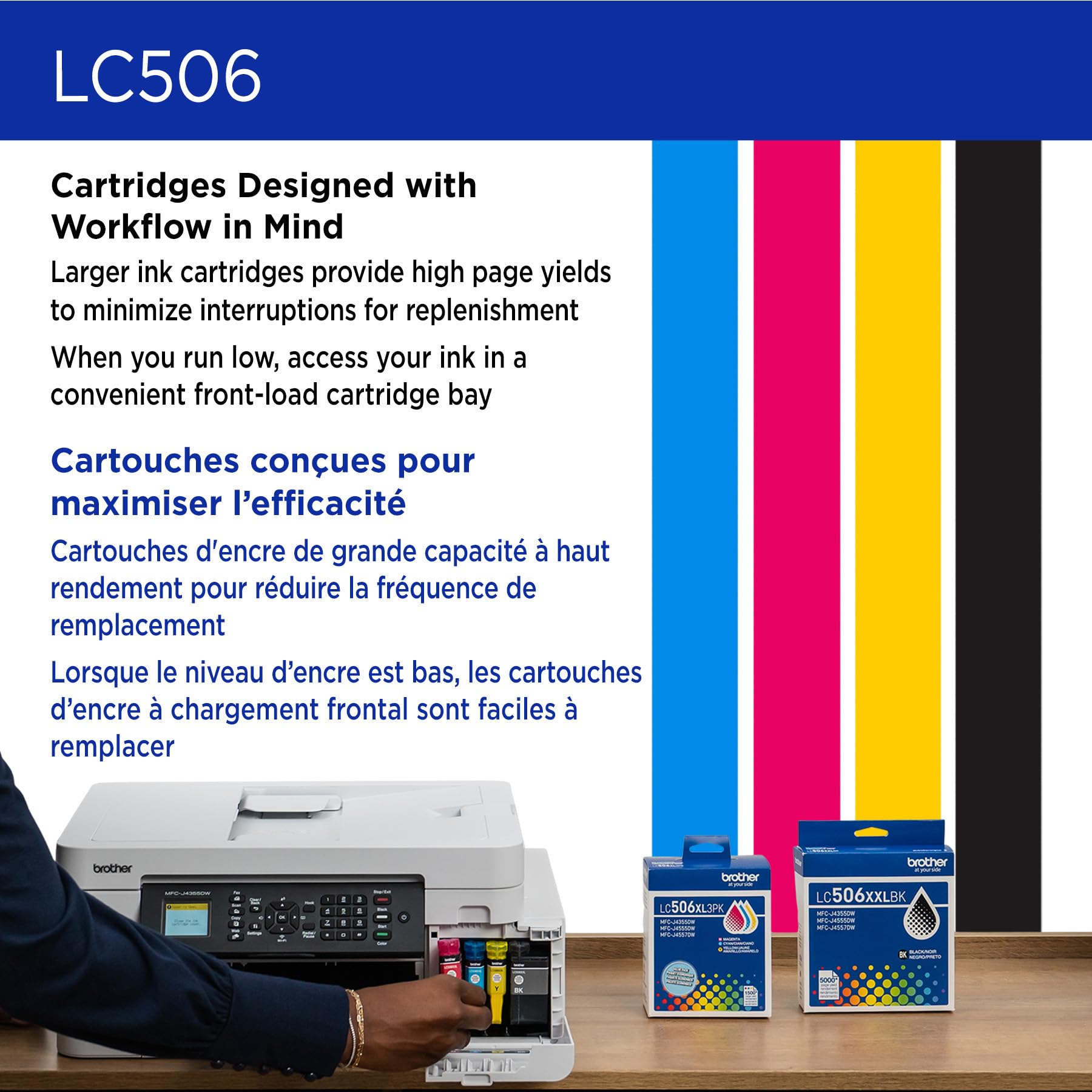 Brother Genuine LC506BKS Standard Yield Black Ink Cartridge for Brother Printer MFC-J4355DW and MFC-J4555DW