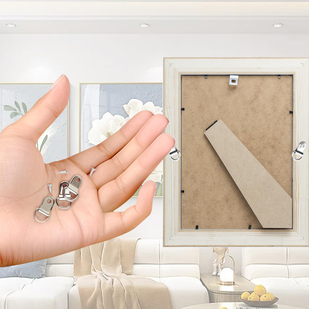 300Pack 1/4 D Ring Hanger, Ready Screw D Ring Picture Hangers Set Heavy Duty for Picture Frames and Mirrors, Used by Framing Professionals1