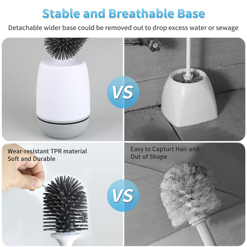 Bosta Toilet Brush with Holder, Silicone Toilet Bowl Brush Cleaning Toilet Scrubber Set with Non-Scratch Silicone Bristles Deep Cleaning