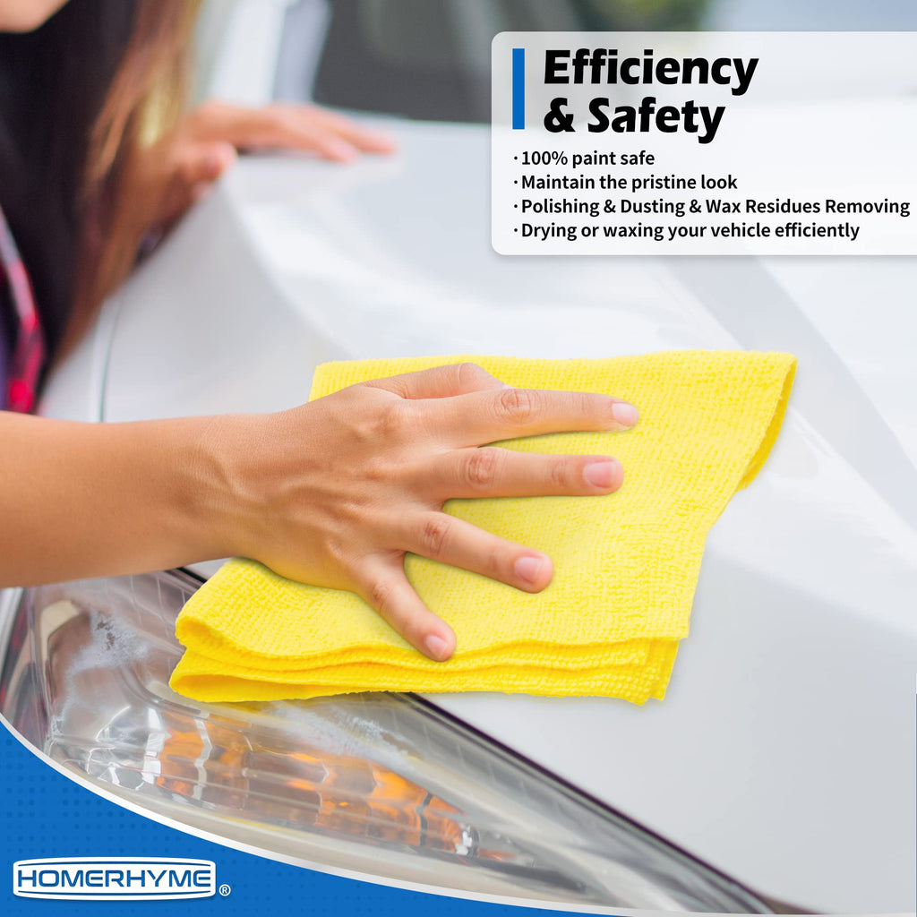 HOMERHYME Microfiber Cleaning Cloths, 100 Pack Cleaning Rags Towels Bulk Absorbent Lint-Free Washcloths, All-Purpose Washable Car Cloth Wipes for Detailing, Office, Household 11.5" x 11.5", Assorted