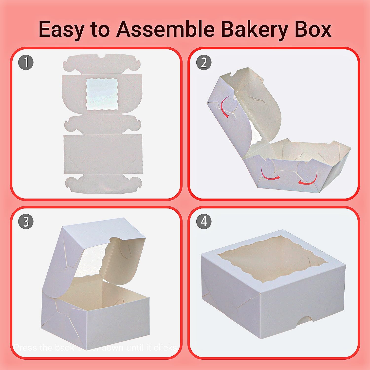 JCXGRVC 100Pack 4x4x2 Inch Cookies Boxes with Window Bakery Boxes for Chocolates, Strawberries, Cupcakes & Mini Cakes - Kraft Paper