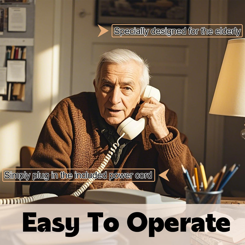 Corded Phone, Big Button Senior Landline Phones for Impaired Hearing and Vision, Ringer, Desktop Fixed Telephone for Home, Office