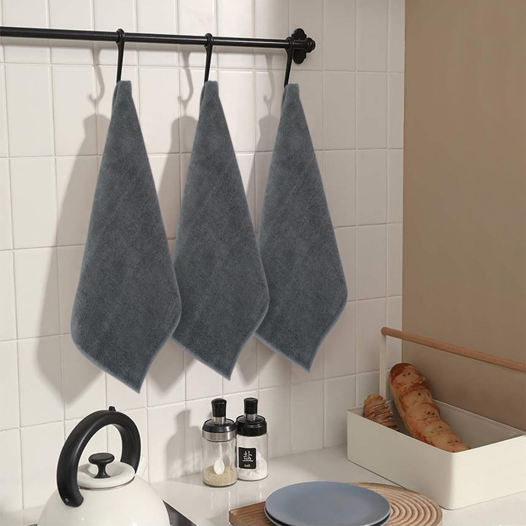 Sinland 12Pack Microfiber Cleaning Cloths All-Purpose Soft Dish Cloth Absorbent Cleaning Rags Lint Less Car Cloth Cleaning Towels for Home, Kitchen, Office 12 Inch X 12 Inch Grey