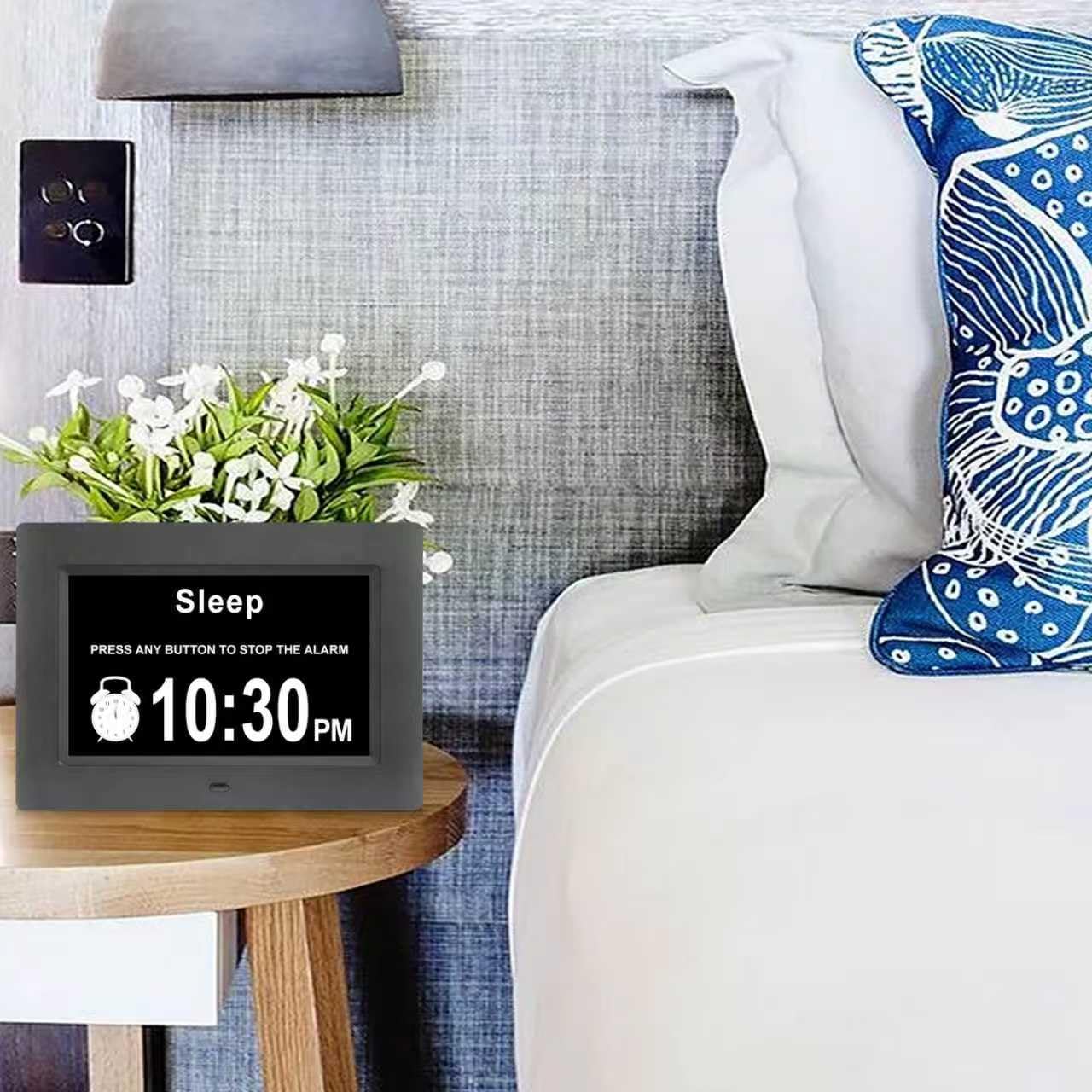 Dementia Clocks for Seniors,7 Inch Clock with Day and Date for Elderly,12 Alarms Option,Auto Dimmable,Large Number Digital Clock with Large Display