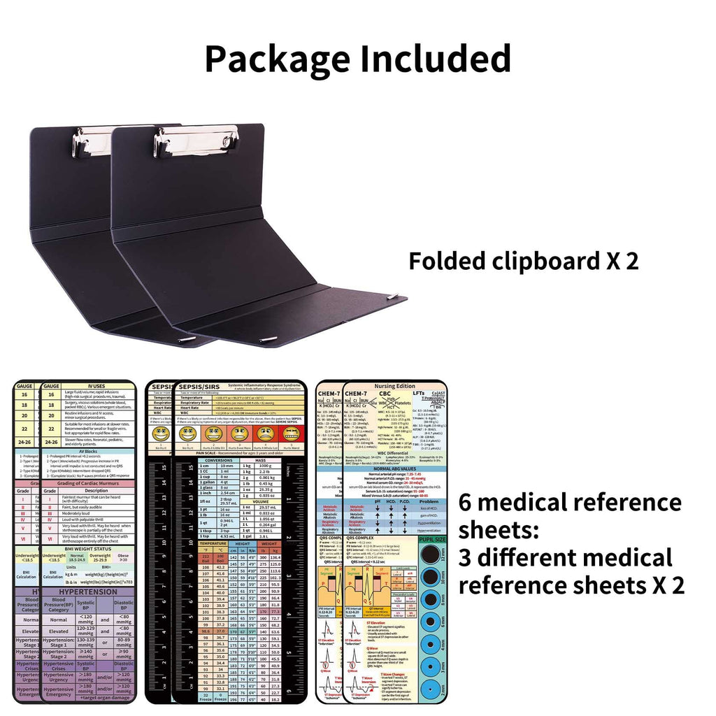 Dixver 2Packs Foldable Nursing Clipboard, 3 Layers, Black, 12.6x9 inches, Plastic