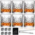 Whiskey Glasses Rocks Glasses 10oz Old Fashioned Glass Set of 6 Clear Whisky Glasses Lowball Glassware Drinking Tumblers Cups for Cognac Cocktail Bourbon Rum Brandy Bar Men Gift