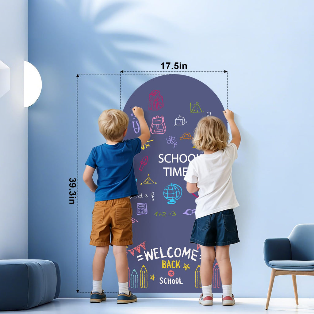 Magnetic Chalkboard for Wall Large Arch Magnetic Wall Decal Peel and Stick Self Adhesive Blackboard with 79 Magnetic Letters Dust-Free Chalk Marker Holder for Playroom Home School Classroom