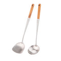 FJNATINH Wok Spatula and Ladle Tool Set, 17inches Spatula for Wok, 304 Stainless Steel Spatula Soup Ladle