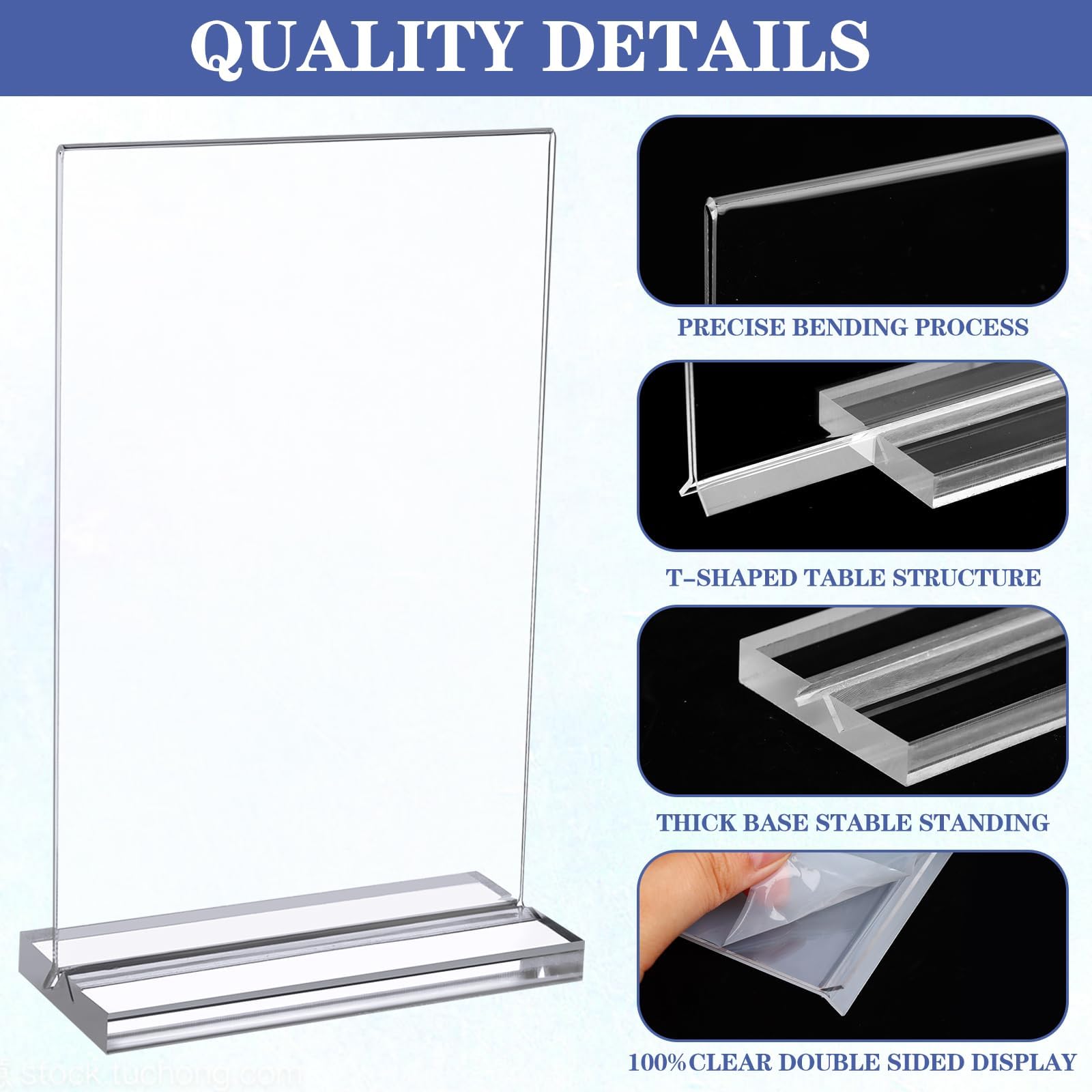 GANGBARU 10 Pack 5 x 7 Inch Acrylic Sign Holder Clear Double Sided Vertical Display Stand T Shape Flyer Menu Brochure Paper Holders for Restaurant Wedding School Hotel Tabletop