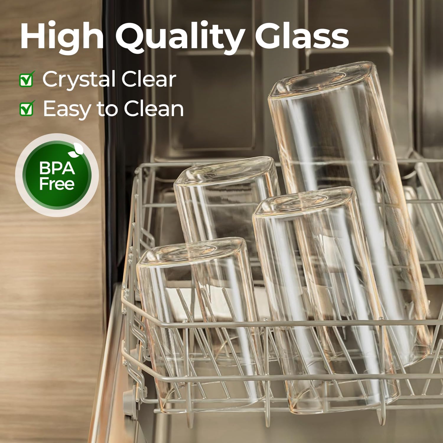 ComSaf 1.7L Rectangle Glass Containers with Lids, Glass Jars with Bamboo Lids, Clear Food Storage Jar, Cereal Storage Containers, Pantry Storage for Brown Sugar Pasta Flour Oats Nuts Tea