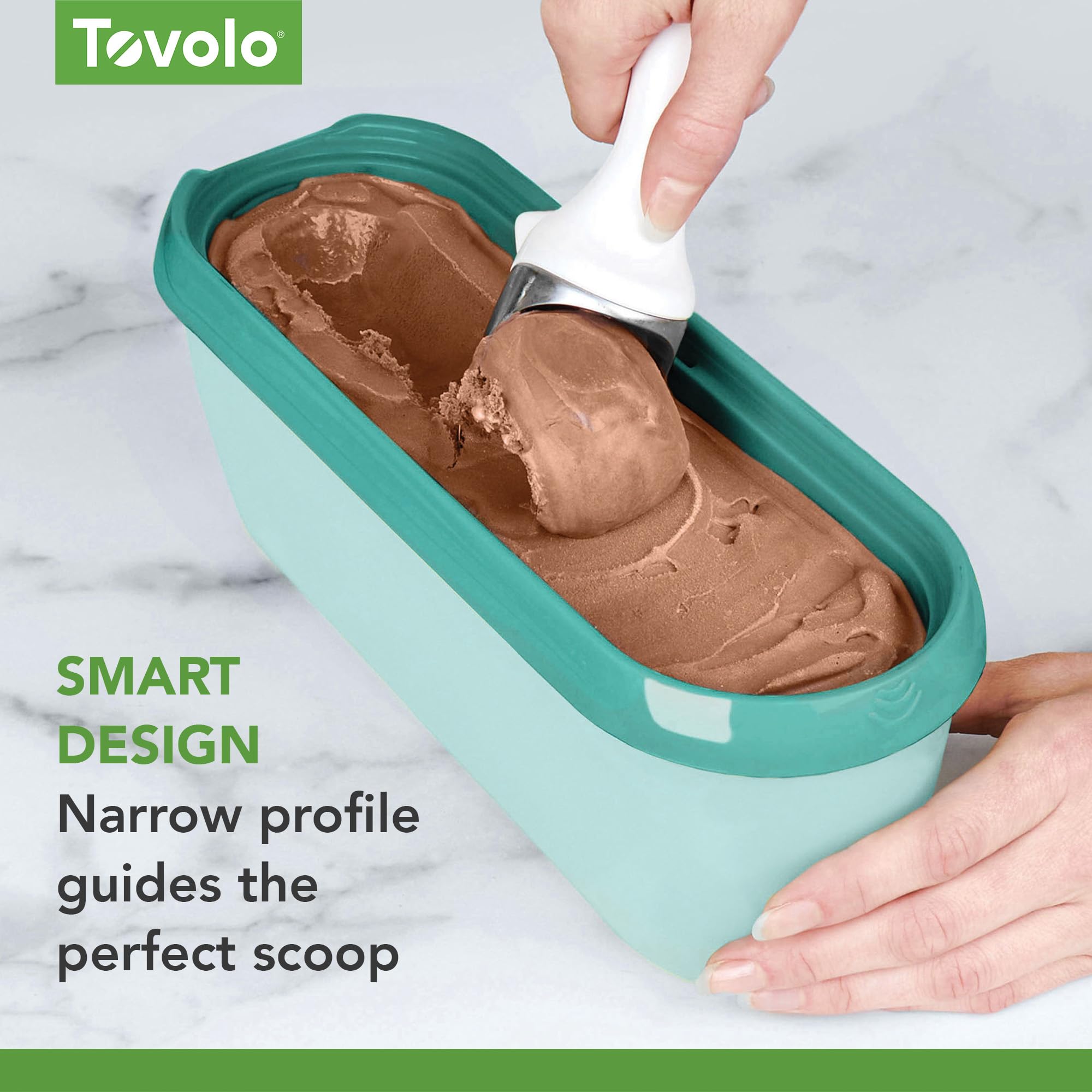 Tovolo Glide-A-Scoop Reusable Ice Cream Tub, Tropical Breeze – Airtight BPA-Free Ice Cream Container for Homemade Ice Cream, Compact Freezer Storage, Dishwasher Safe (1.5 Quart)
