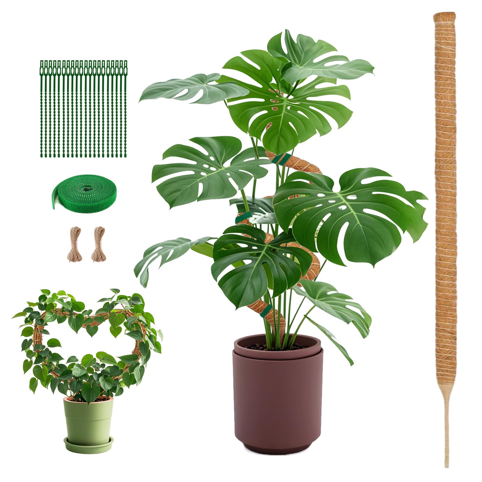 1 Pack 63 Inch Moss Pole for Climbing Plants, 3cm Diameter Coir Totem with 7mm Sturdy Aluminum Core, Bendable Plant Support for Monstera, Philodendron, Pothos, Indoor Garden Stake (160cm)