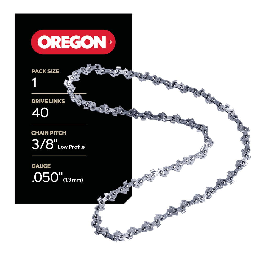 Oregon S40 AdvanceCut Chainsaw Chain for 10-Inch Bar -40 Drive Links – Low-Kickback Chain fits Echo, Greenworks, Poulan and More