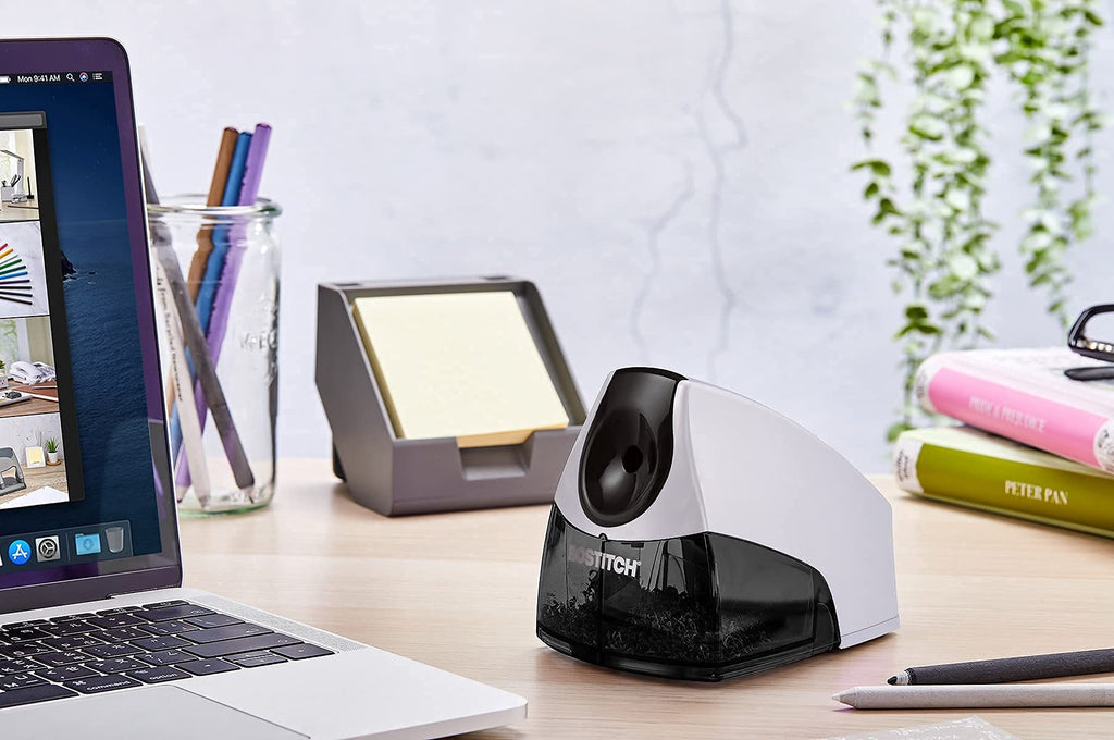 Bostitch Office Personal Electric Pencil Sharpener, Powerful Stall-Free Motor, High Capacity Shavings Tray, Black (EPS4-BLKSLV)