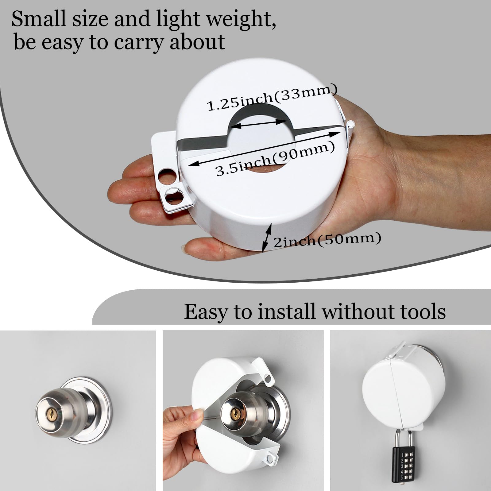 Posnaland Door Knob Lockout Devices, Round Door Handle Lock Cover - Used for Covering and Door Knob Lock Out, Prevents Turning of Door Handle and Unauthorized Access to Keyhole (White)
