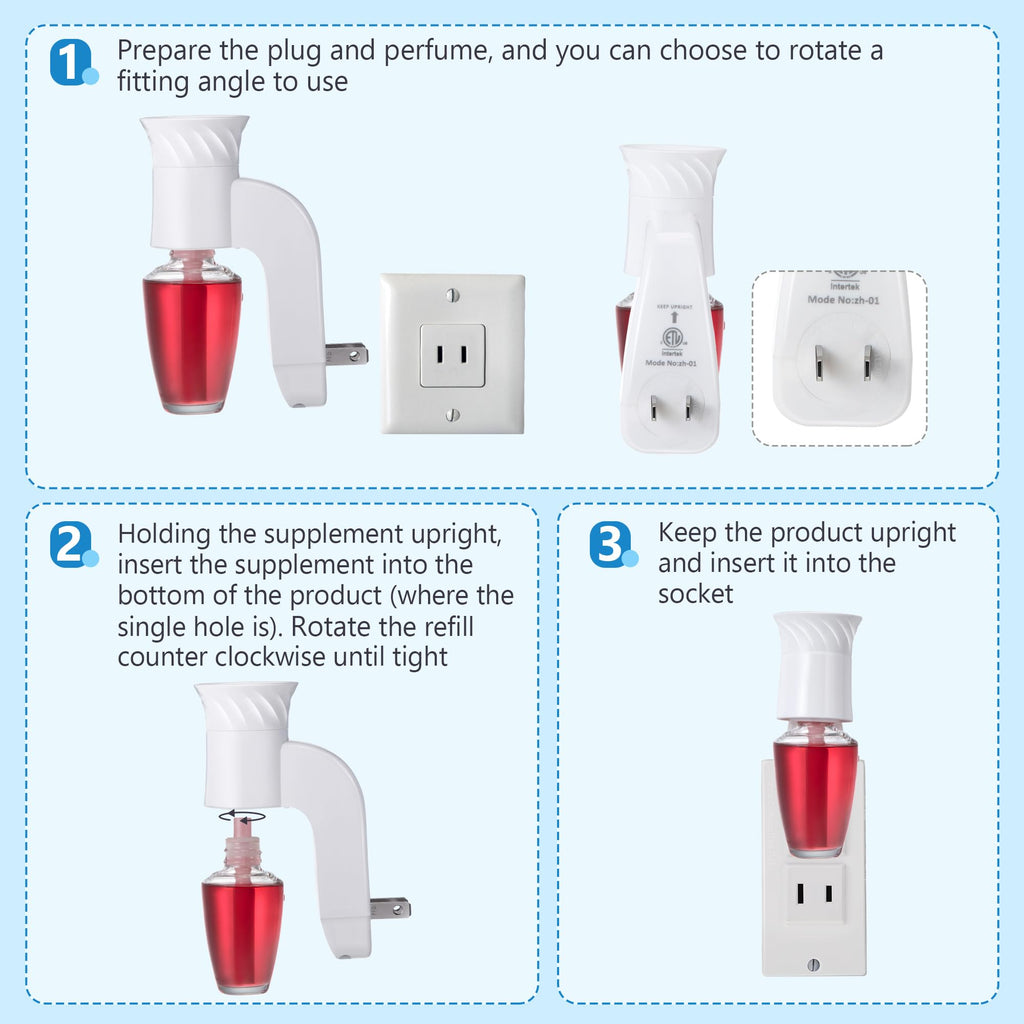 Hohean 4 Pack Wall Fragrance Plug in Compatible with Bath and Body Works WallFlower Refills, ETL Certified, Rotatable, Precise Scent Adjustable Fragrance Control Diffuser Plug for Home, Office (White)