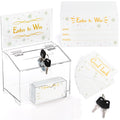 ZENFUN Acrylic Donation Box with Lock and Sign Holder, 6.3x4.7x4.9 Inches Clear Ballot Box Voting Storage Box Comments Container with 100pcs Tickets Cards for Raffle, Tip Jar, Collection, Voting