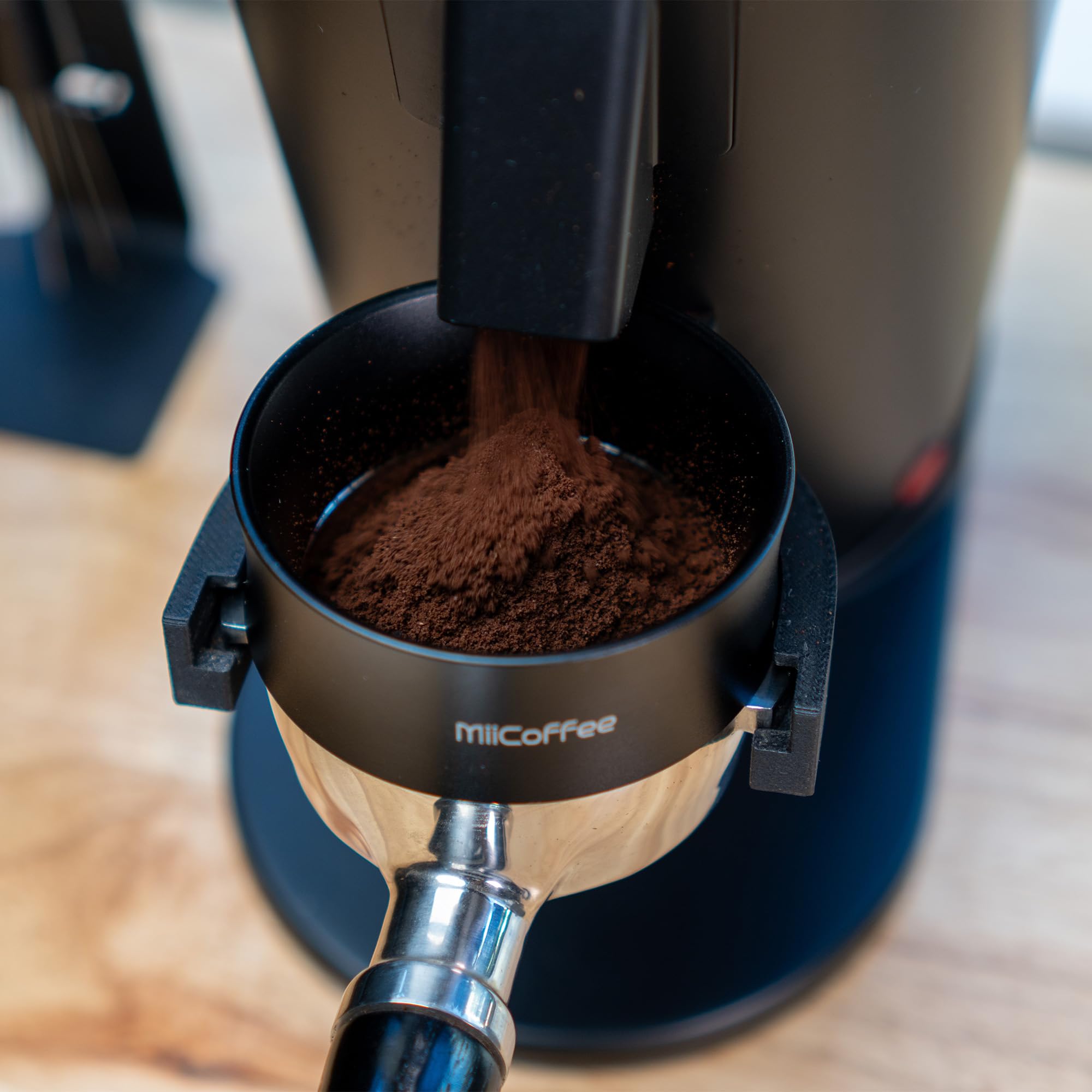 MiiCoffee 58mm Magnetic Aluminum Dosing Funnel - Espresso Coffee Dosing Ring - with 9 Magnetized Steel Compatible with 58mm Portafilter (Tall)