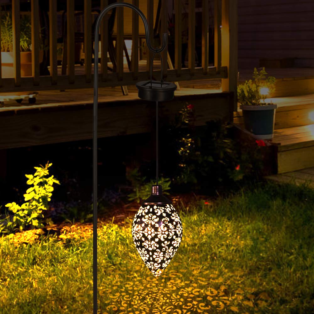 (1 Pack) Tomshine Hanging Solar Light, Solar Garden Lantern Outdoor, Solar Powered LED Lantern Light, Metal Decorative Lamp Waterproof for Outdoor Hanging Decor for Pathway Walkway Garden Yard