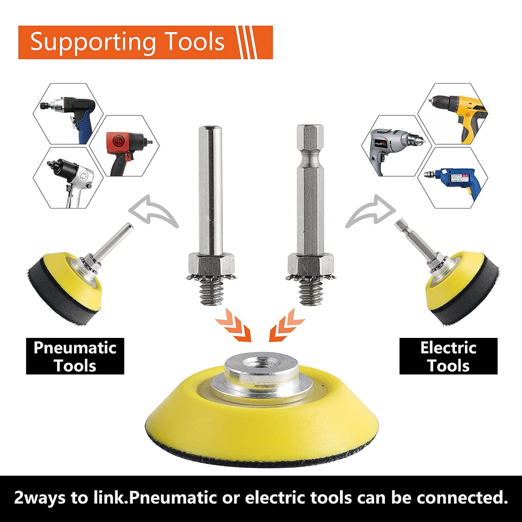 Tshya 240pcs 2inch Sanding Discs Pad Variety Kit for Drill Grinder Rotary Tools Attachment with 2Pcs 1/8"&1/4" Shank Backer Plate, Sanding Pads Includes 80-3000 Grit
