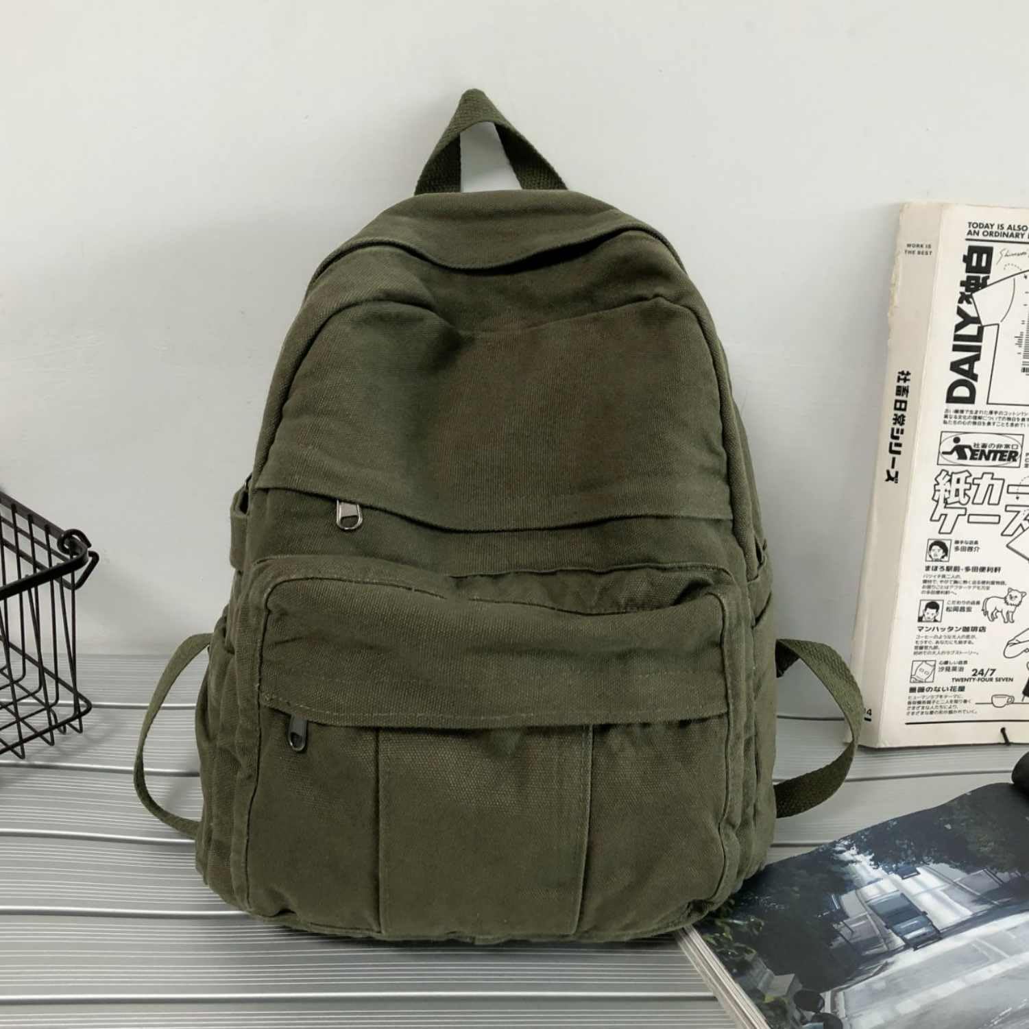 Canvas Backpack for Women Men Retro Aesthetic Rucksack Vintage Backpack for College Travel Laptop Bag