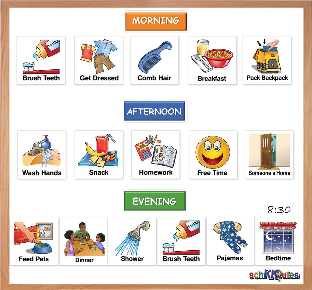 SchKIDules® 93 Pc Home Collection Combo Pack for Visual Schedules, Kids Calendars and Behavior Charts: 72 Home-Themed Activity Magnets Plus 21 Headings Magnets (2nd Ed)