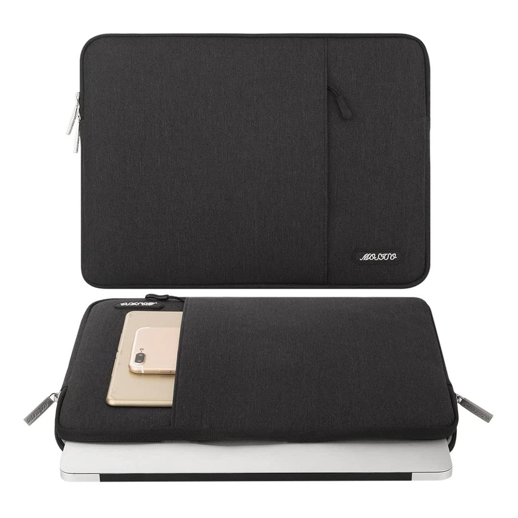 MOSISO Laptop Sleeve Bag Compatible with Laptop 16 inch, Polyester Vertical Case with Pocket, Black