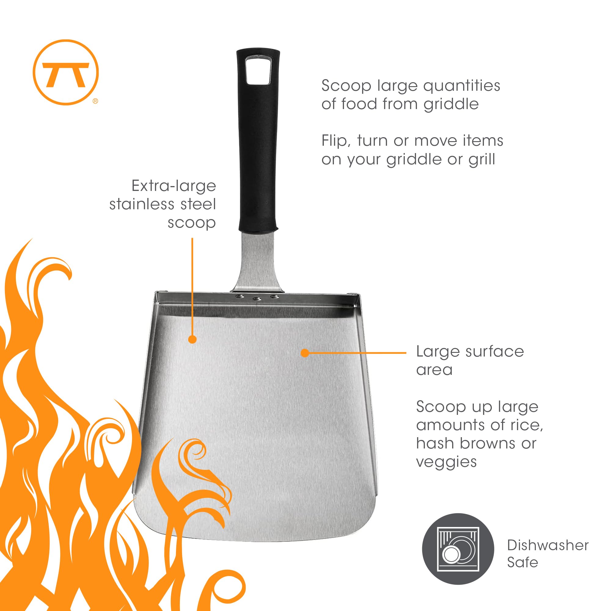 Outset Griddle Scoop Stainless Steel, XL 5 Cup Food Shovel