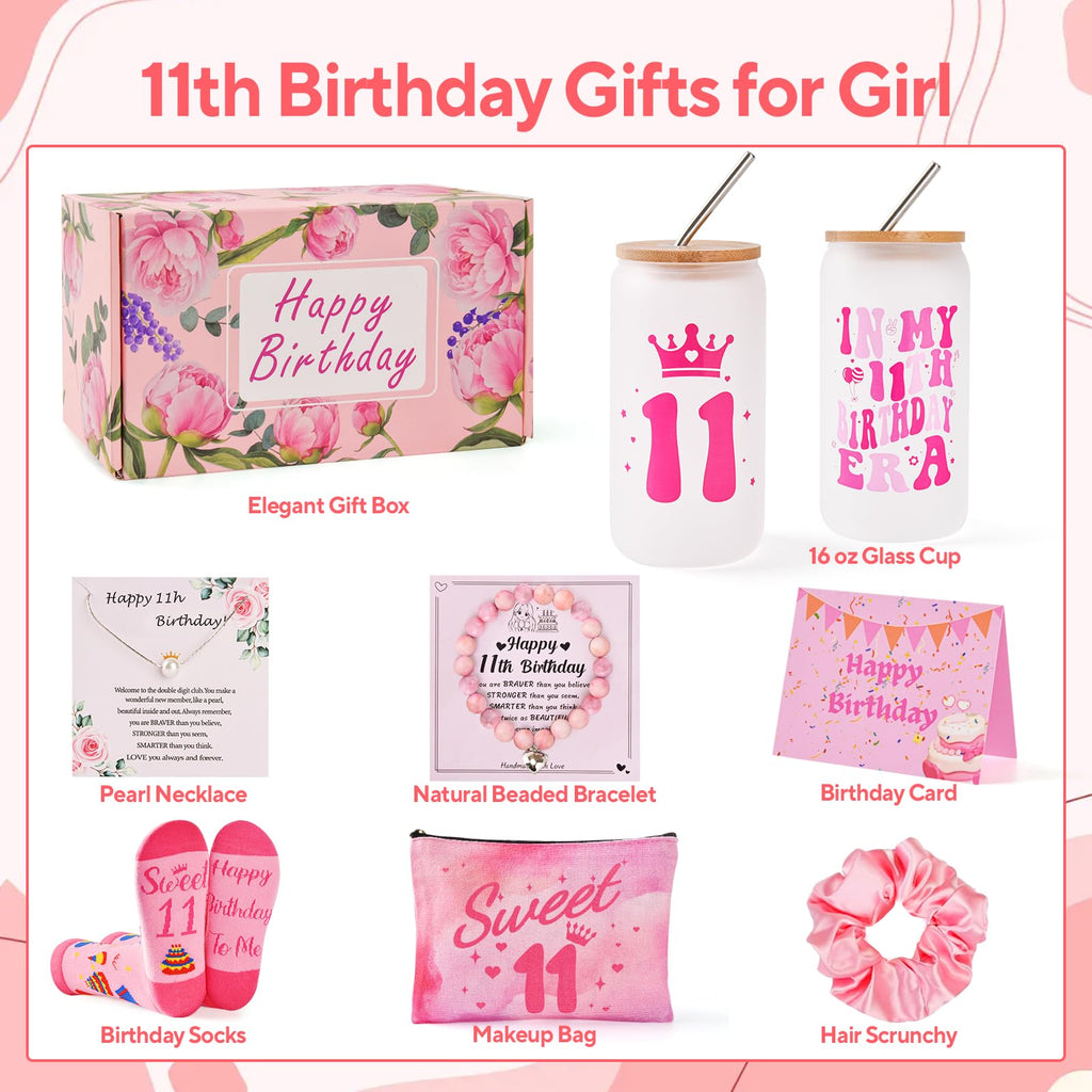 11th Birthday Gifts for Girls- Thoughtful Present Set for Daughters, Sisters & Nieces,Unique 11 Year Old Girl Gifts,Trendy Teen Girl Presents with Party Decorations (11th Birthday Gifts)