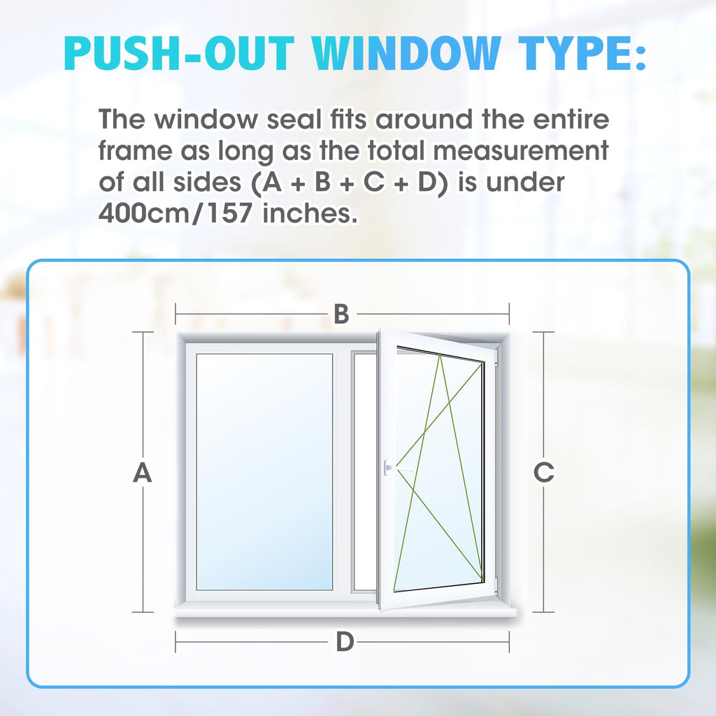 400CM (157 inch) Universal Window Seal for Portable Air Conditioner and Tumble Dryer, Sealing AC Vent Kit with Adhesive Fastener