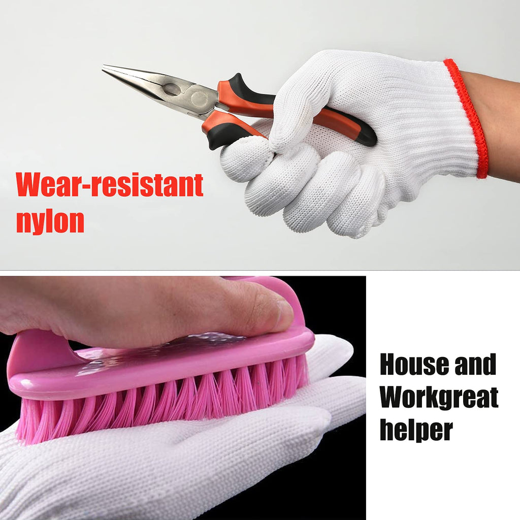Apauls 12 Pairs Cotton Work Gloves, Safety Protection Gloves for Painter Mechanic Industrial Warehouse Gardening Construction BBQ, Breathable Thicker Work Gloves for Men & Women