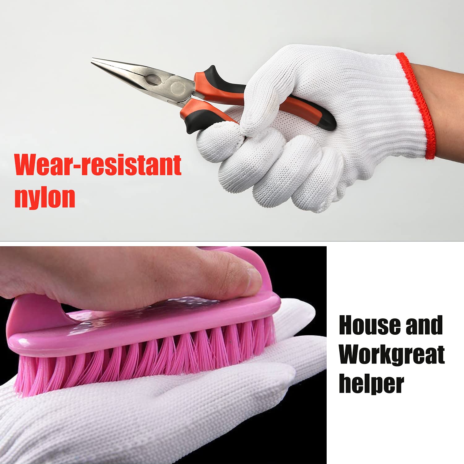 Apauls 12 Pairs Cotton Work Gloves, Safety Protection Gloves for Painter Mechanic Industrial Warehouse Gardening Construction BBQ, Breathable Thicker Work Gloves for Men & Women