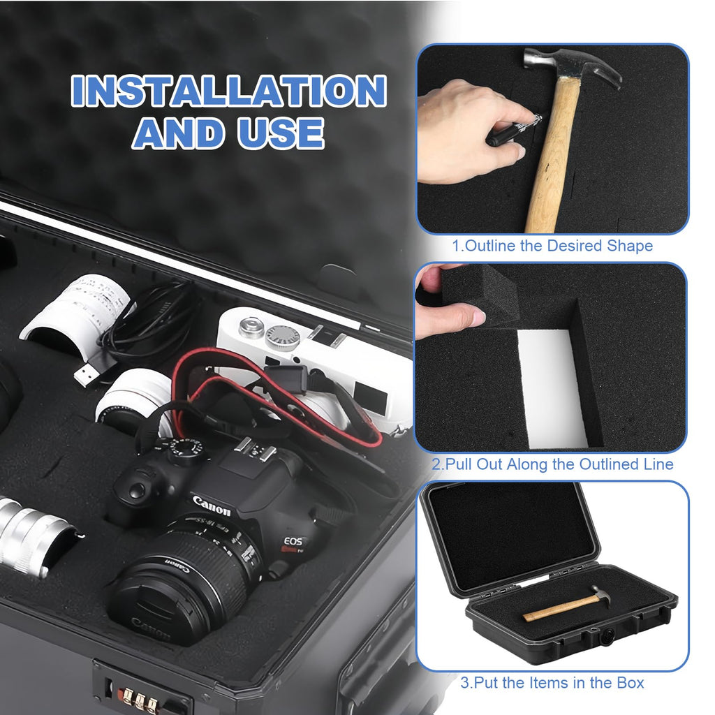 Storystore Pick Apart Foam Insert 4 PCS, 2 Size 16 Inch Length Polyurethane Pick and Pluck Foam, Pluck Pre Cube Sheet Foam with Bottom Use for Boxes Cases Padding Camera, Tool Box, Board Game Box